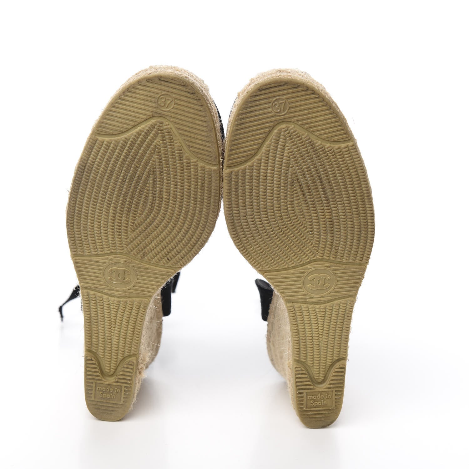 Chanel Grosgrain Camellia Espadrille Wedges 37 Black 5 of 7