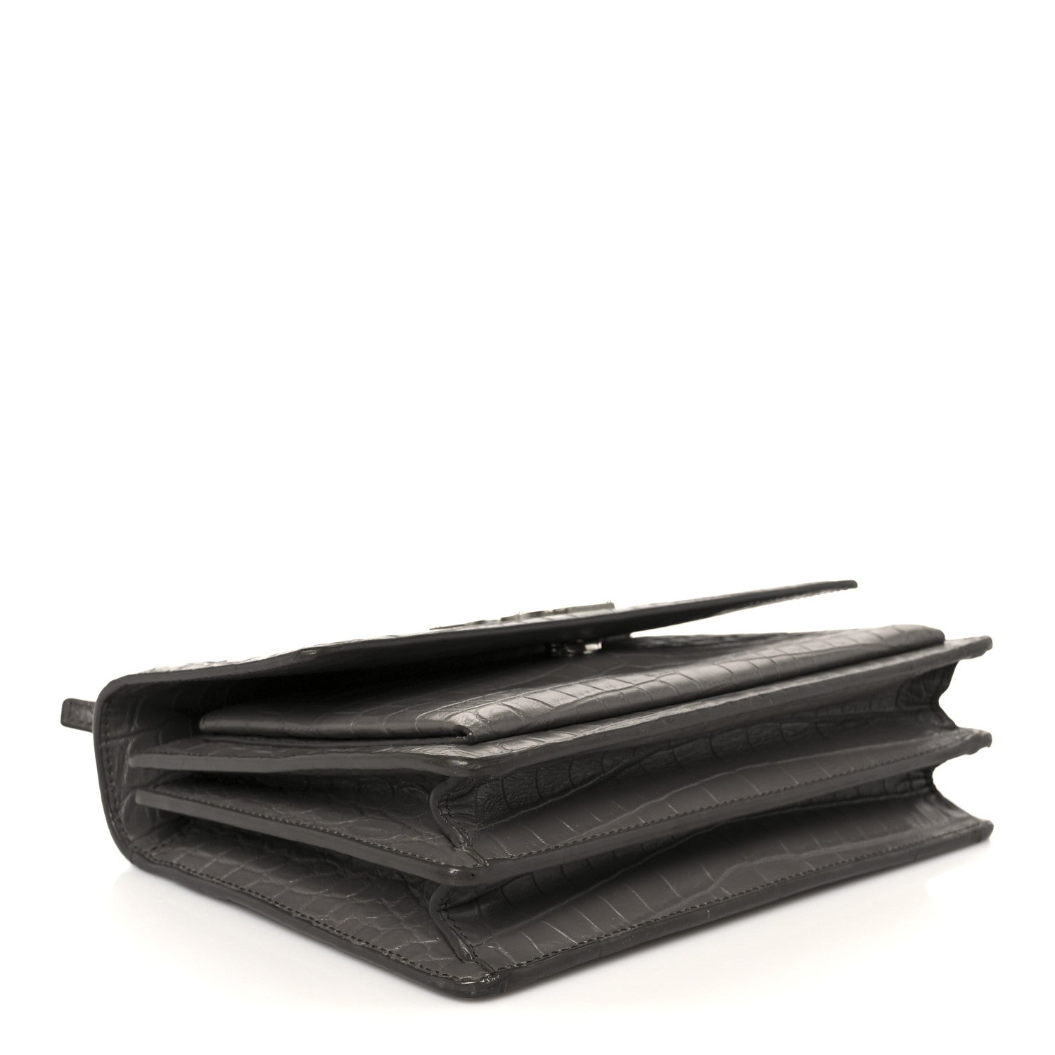Saint Laurent Calfskin Crocodile Embossed Medium Monogram Sunset Fog 4 of 11