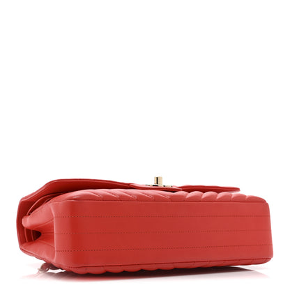 Chanel Lambskin Chevron Quilted Medium Double Flap Red 4 of 10