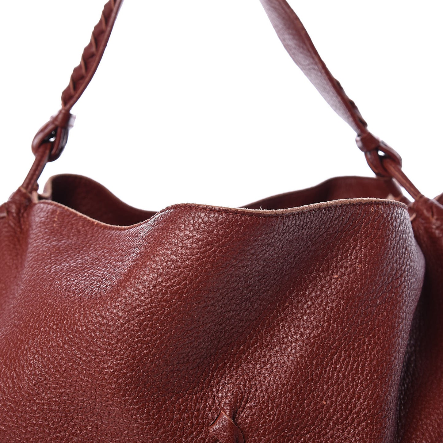 Washed Cervo Deerskin Large Hobo Brique