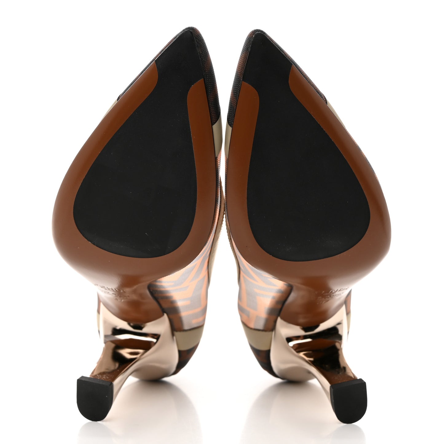 Technical Mesh Vitello Gommato FF Colibri 85mm Pumps 37 Tobacco Moro Nude