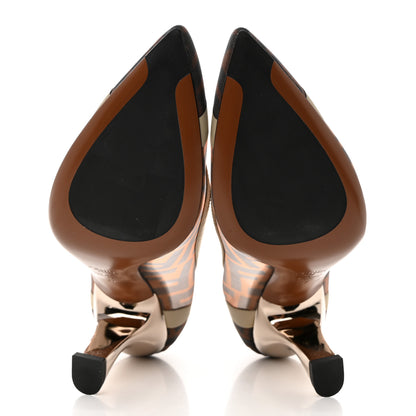 Fendi Technical Mesh Vitello Gommato FF Colibri 85mm Pumps 37 Tobacco Moro Nude 5 of 8