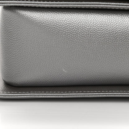 Chanel Metallic Caviar Quilted Medium Boy Flap Silver 11 of 12