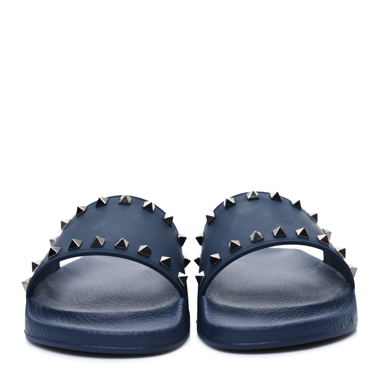 Valentino Garavani Rubber Rockstud Slide Sandals 41 Marine 3 of 8