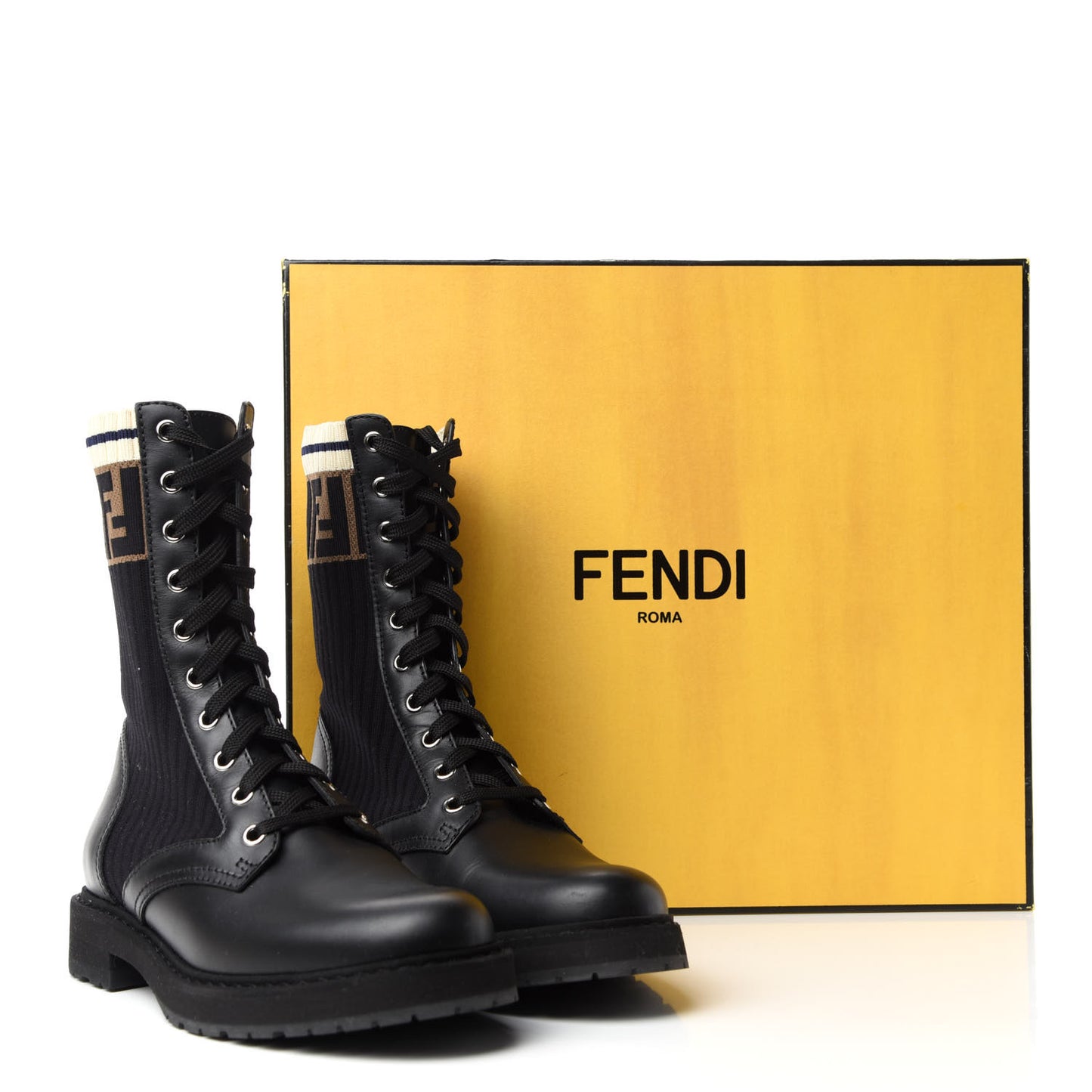 Calfskin Stretch Fabric Rockoko Biker Boots 36.5 Tobacco Black Marino