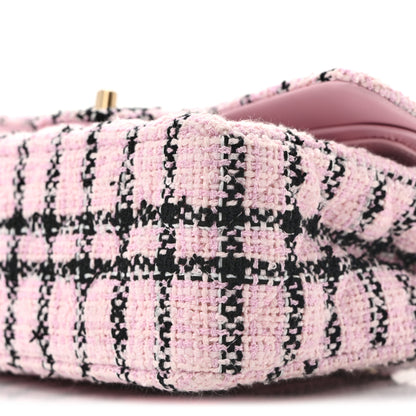 Chanel Tweed Quilted Small Double Flap Pink Black 10 of 12