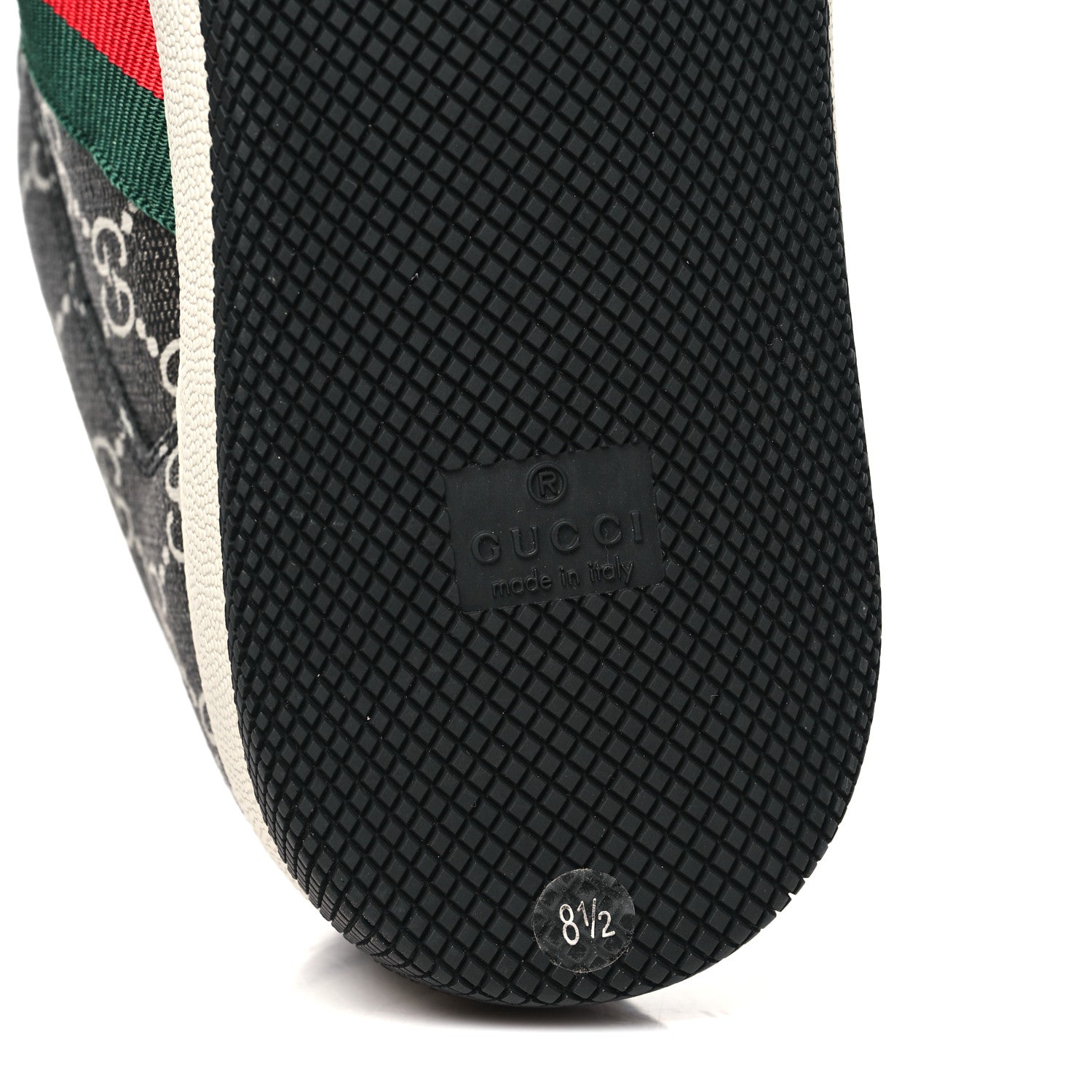 Gucci GG Supereme Monogram Miro Soft Calfskin Web Mens Screener Sneakers 8.5 Black Grey Sky 6 of 10