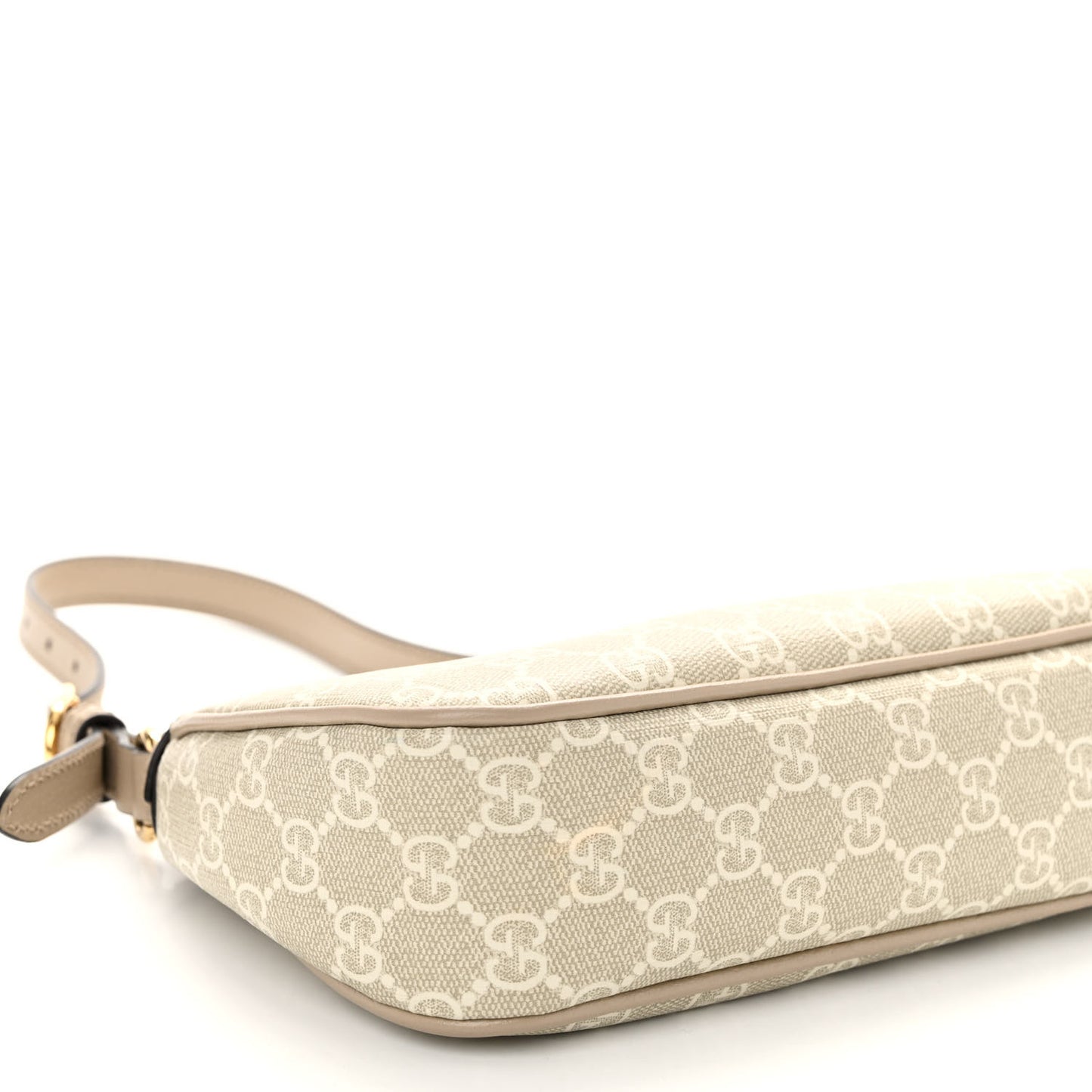 GG Supreme Monogram Textured Dollar Calfskin Small Ophidia Hobo Beige Mystic White Oatmeal