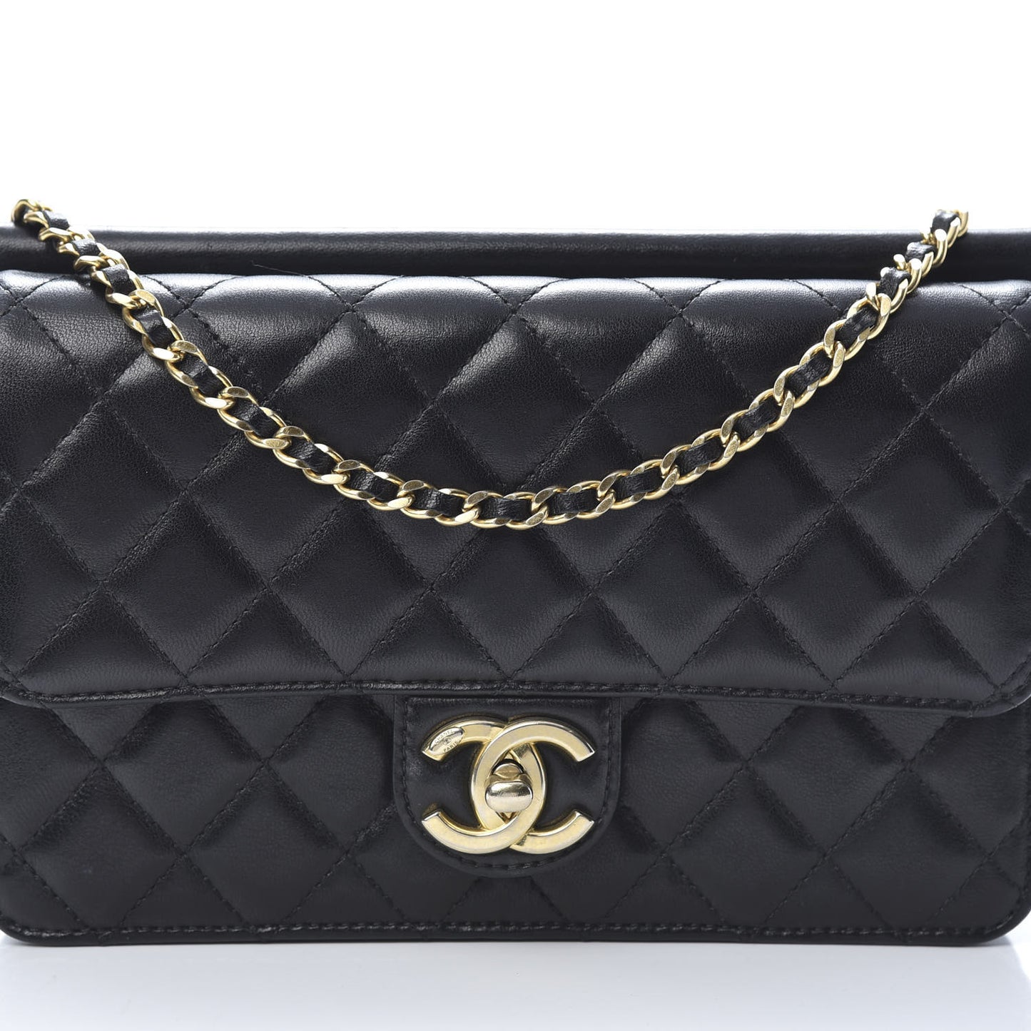 Lambskin Quilted Medium Crossing Times Flap Black