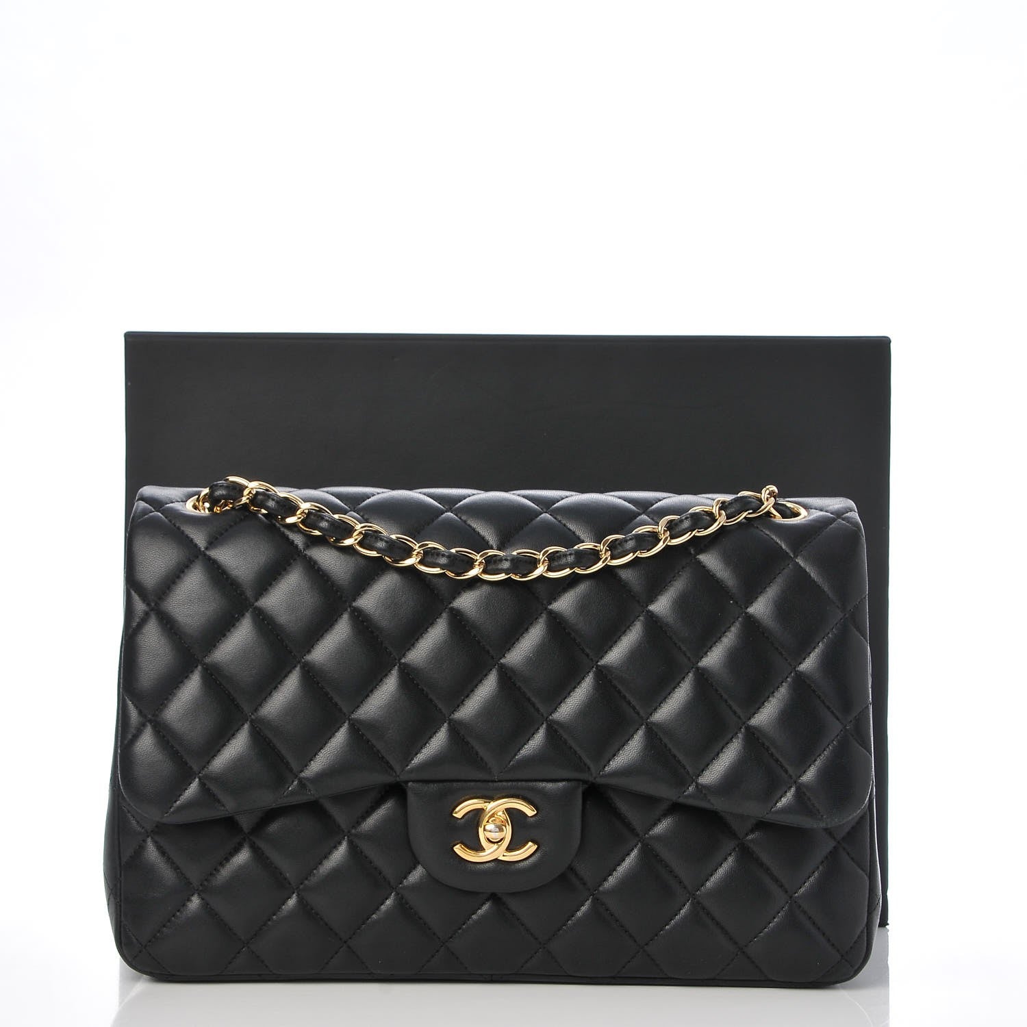 Chanel Lambskin Quilted Jumbo Double Flap Black 9 of 9