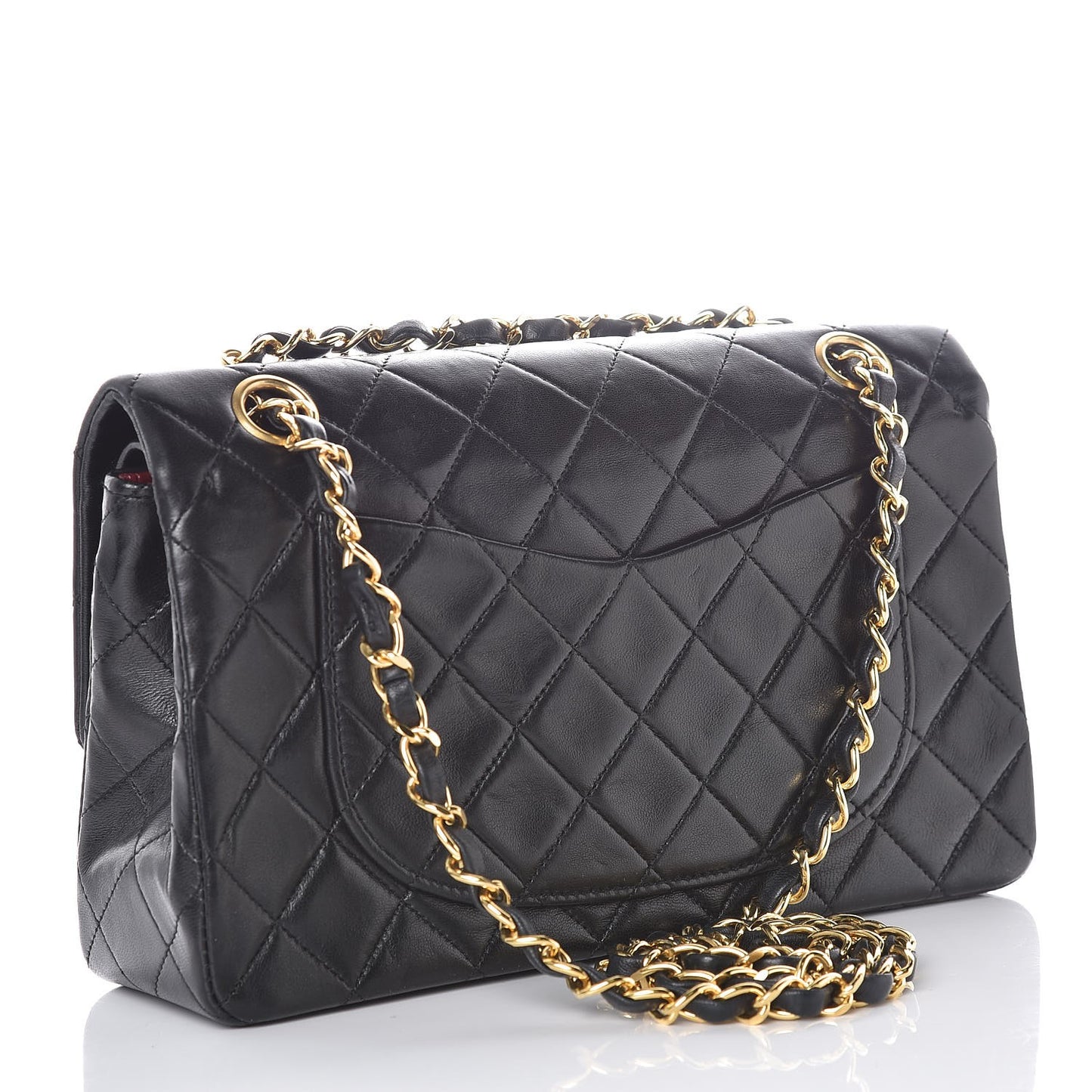 Lambskin Quilted Small Double Flap Black