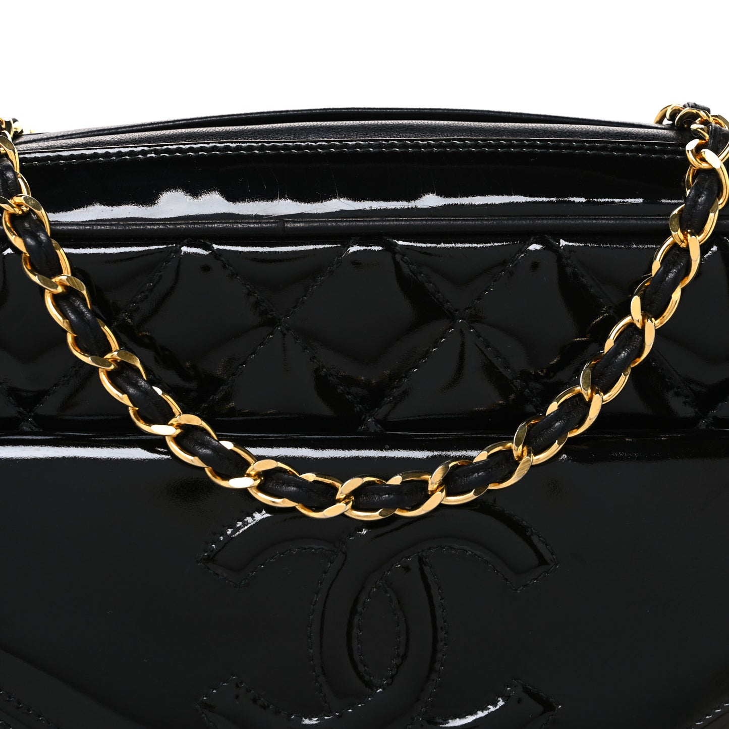 Patent Quilted Tassel Camera Case Black