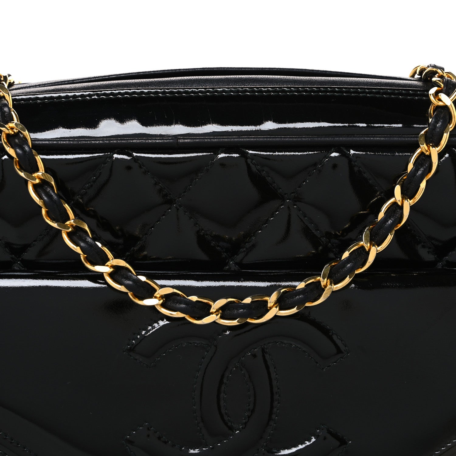 Chanel Patent Quilted Tassel Camera Case Black 8 of 10