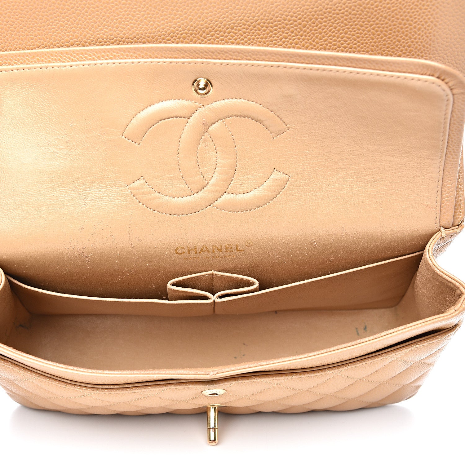Chanel Caviar Quilted Medium Double Flap Beige 5 of 25