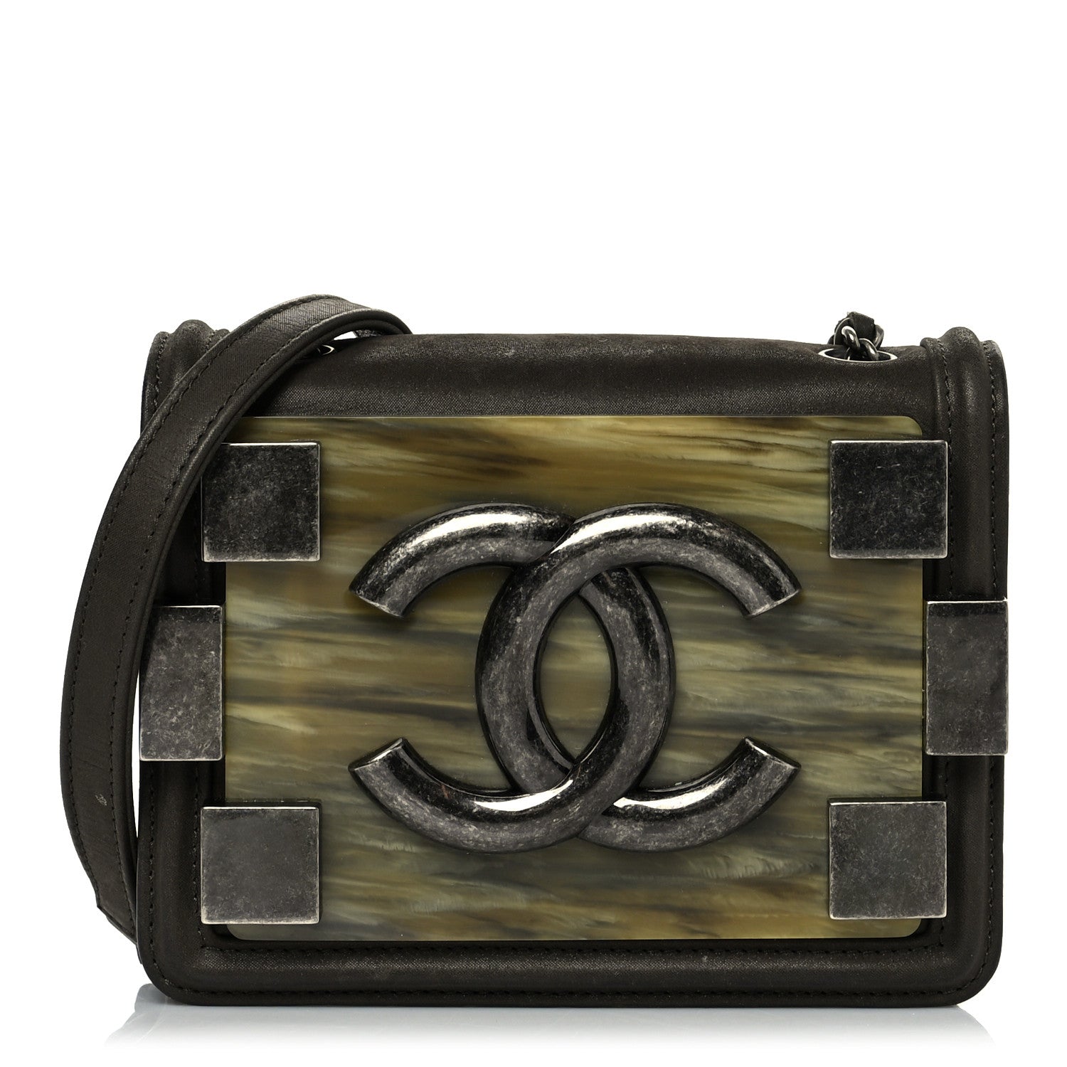 Chanel Iridescent Calfskin Marble Plexiglass Boy Brick Flap Dark Khaki 1 of 12