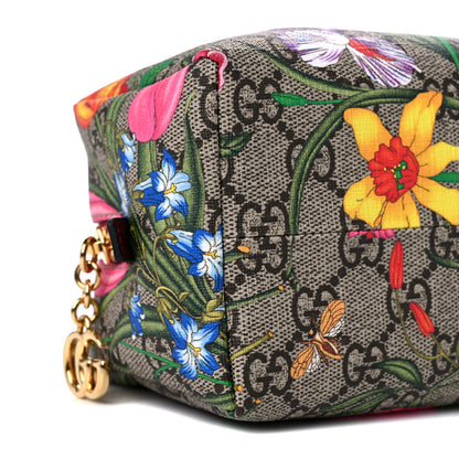 Gucci Soft GG Supreme Monogram Flora Calfskin Medium Ophidia Cosmetic Case Beige Ebony Multicolor Rosso 8 of 10