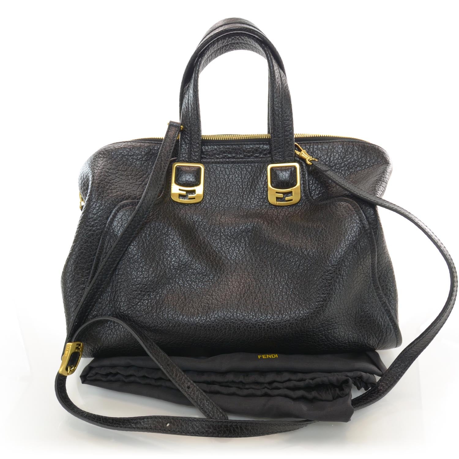 Fendi Pebbled Calfskin Large Chameleon Tote Black 3 of 7
