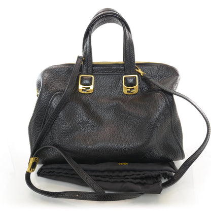 Fendi Pebbled Calfskin Large Chameleon Tote Black 3 of 7