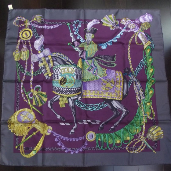 Hermes Silk Le Timbalier Scarf 90 Violet 1 of 6