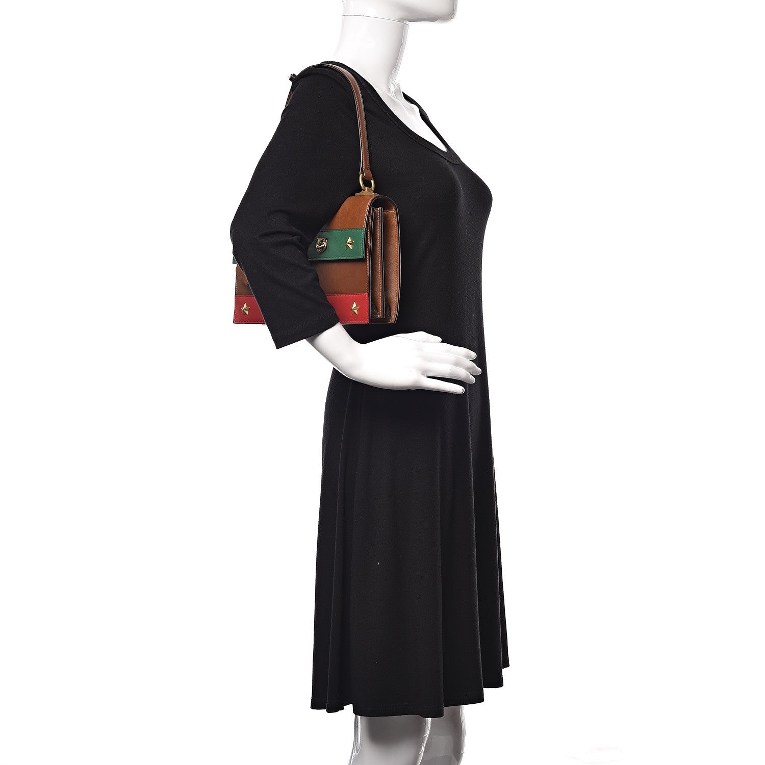 Gucci Calfskin Medium Cat Lock Top Handle Bag Brown 2 of 10