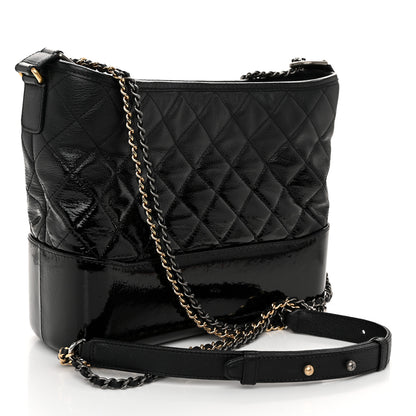 Chanel Patent Goatskin Quilted Medium Gabrielle Hobo Black 3 of 10