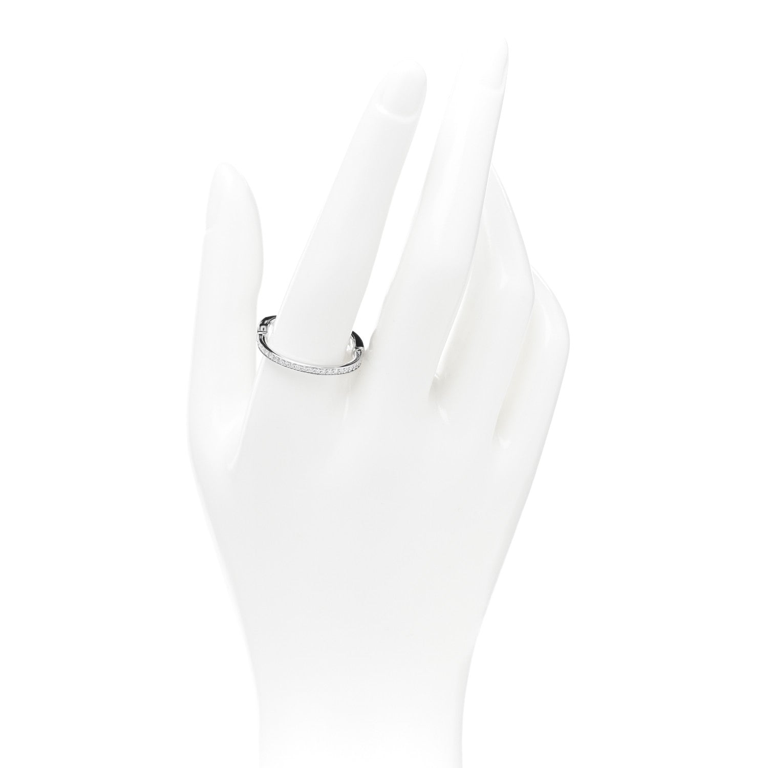 Tiffany 18K White Gold Diamond Lock Ring 63 10.5 2 of 6