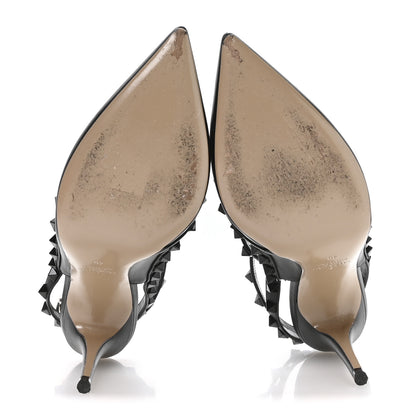 Valentino Garavani Calfskin Lacquered Monochrome Rockstud Ankle Strap 100mm Pumps 40 Black 6 of 9