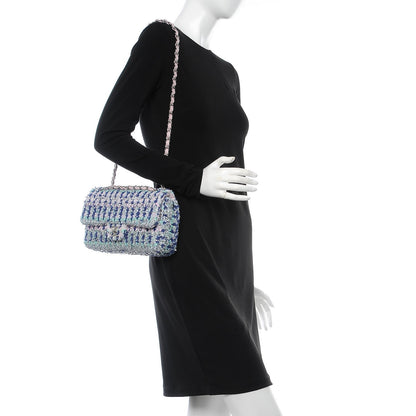 Chanel Tweed Knit Medium Flap Multicolor Pink 3 of 9