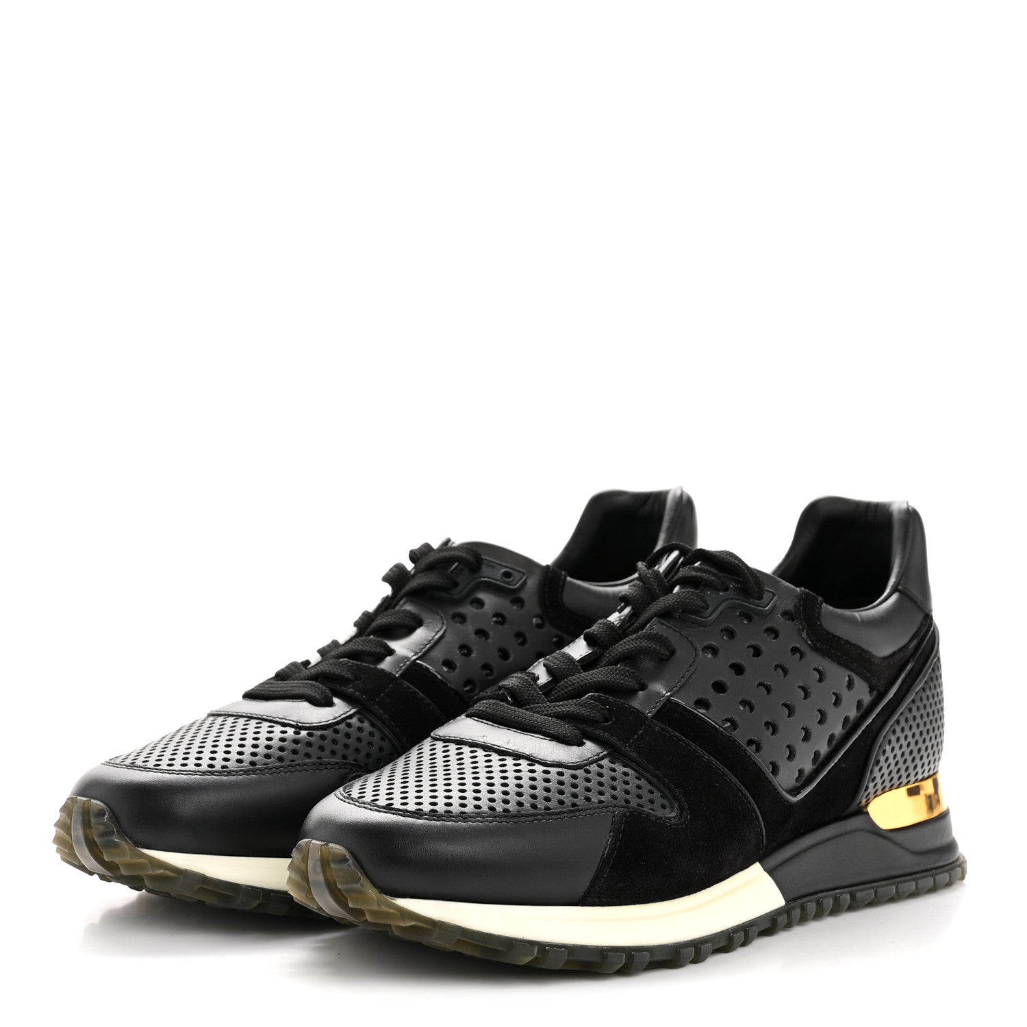 Louis Vuitton Nubuck Calfskin Perforated Run Away Sneakers 37 Black 4 of 10
