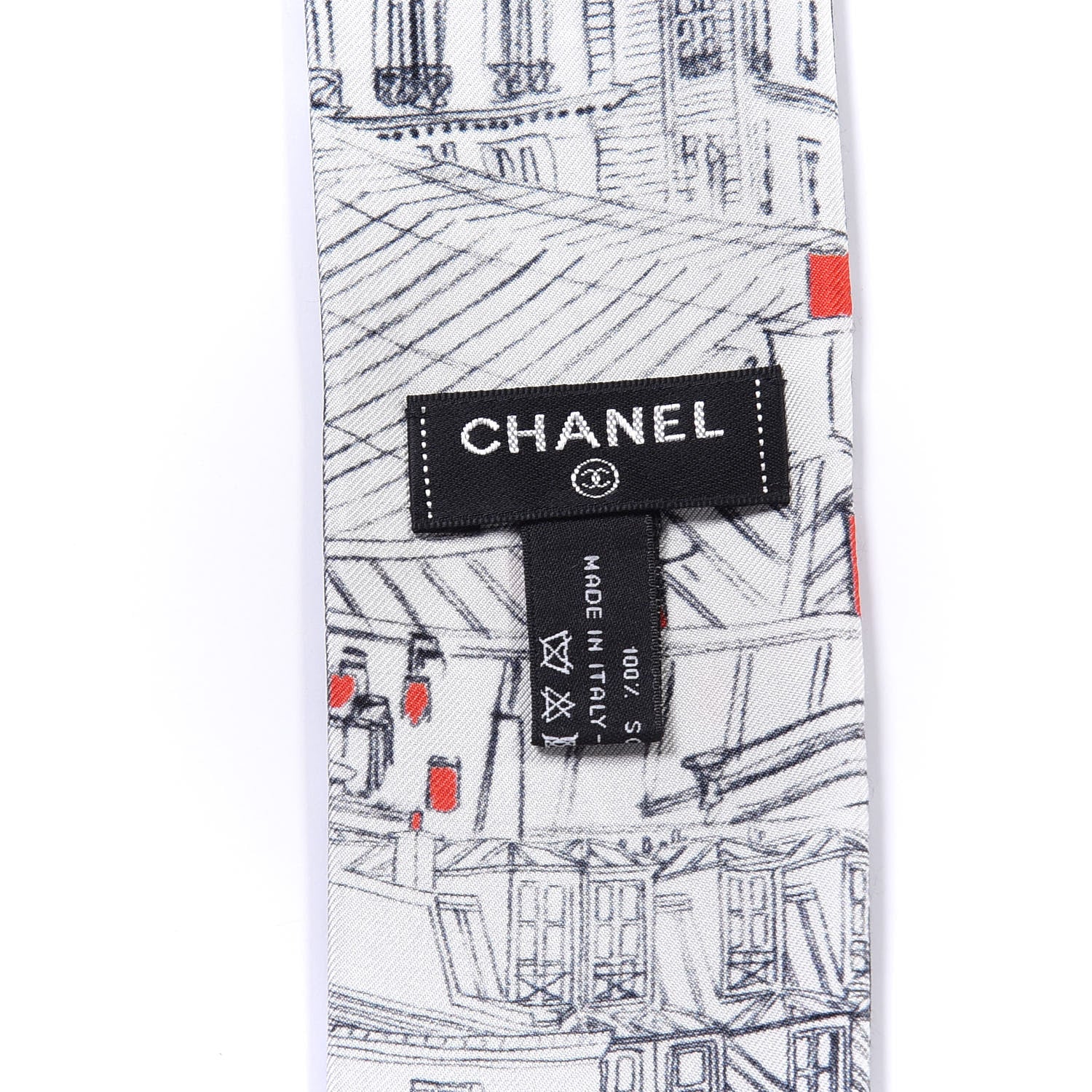 Chanel Silk Slim Bandeau Scarf Black Ecru 3 of 3
