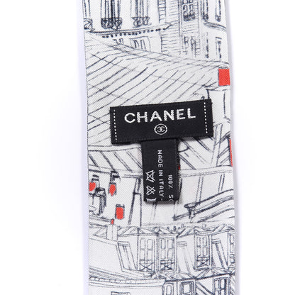 Chanel Silk Slim Bandeau Scarf Black Ecru 3 of 3