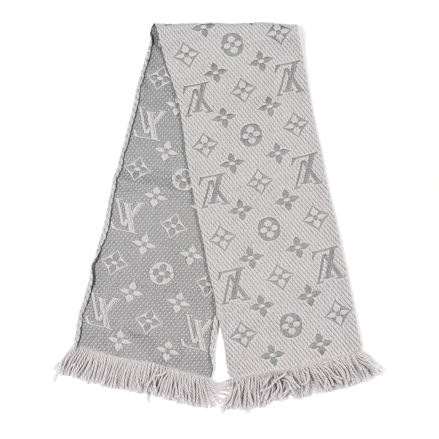Wool Silk Logomania Scarf Pearl Grey