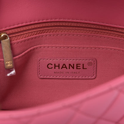 Chanel Lambskin Resin Quilted Mini Pearl Samba Square Flap Pink 8 of 10
