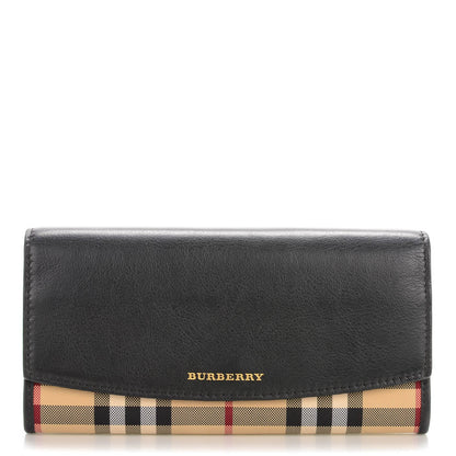 Burberry Calfskin Horseferry Check Porter Continental Wallet Black 1 of 7