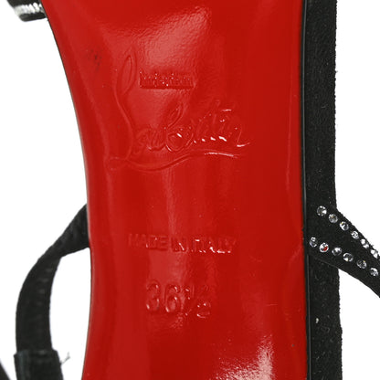 Christian Louboutin Suede Mesh Embellished Araborda 100 Slingback Sandals 36.5 Black 7 of 7