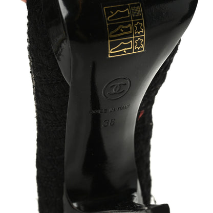 Chanel Tweed Patent Cap Toe CC Chain Pumps 36 Black 7 of 9