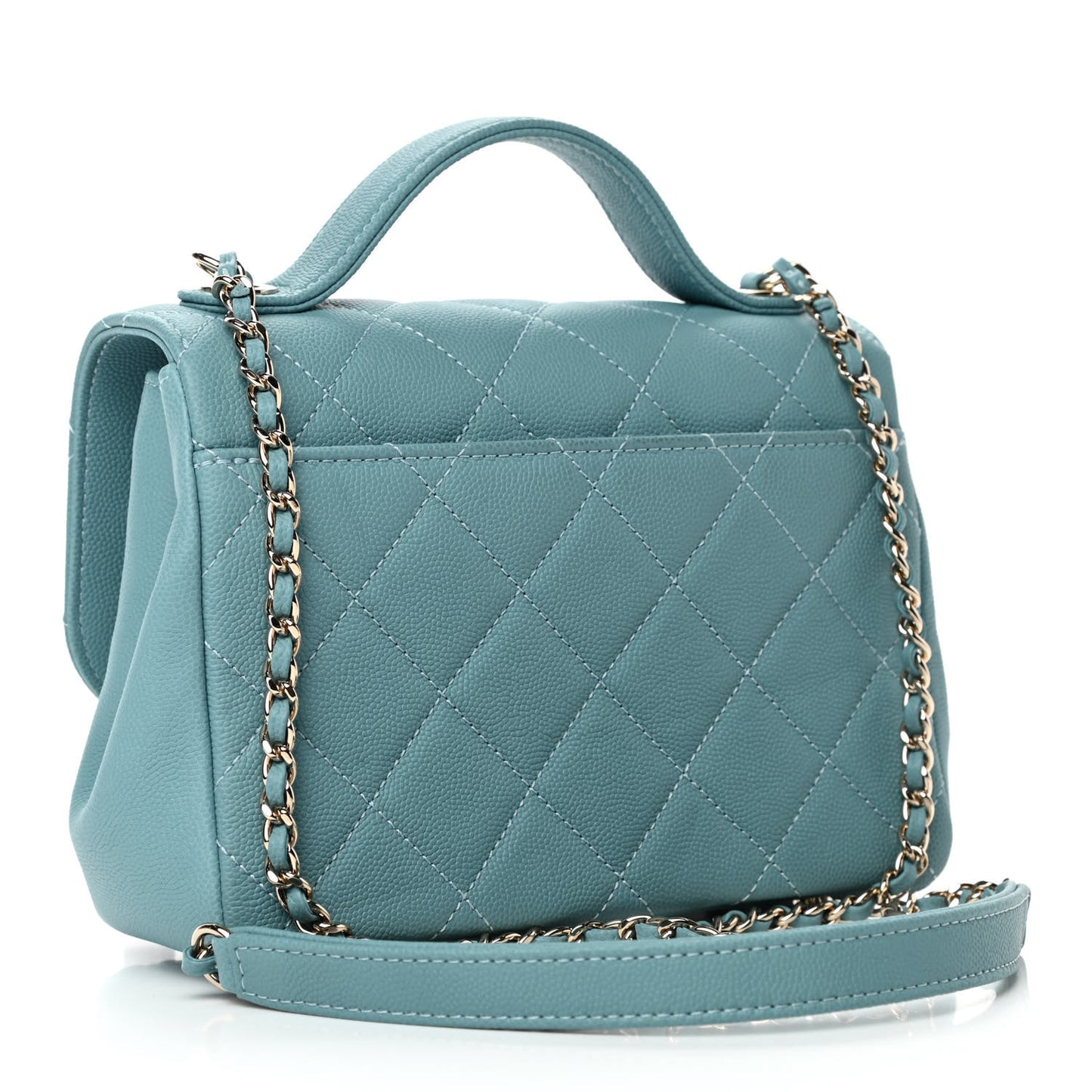 Caviar Quilted Small Business Affinity Flap Light Blue