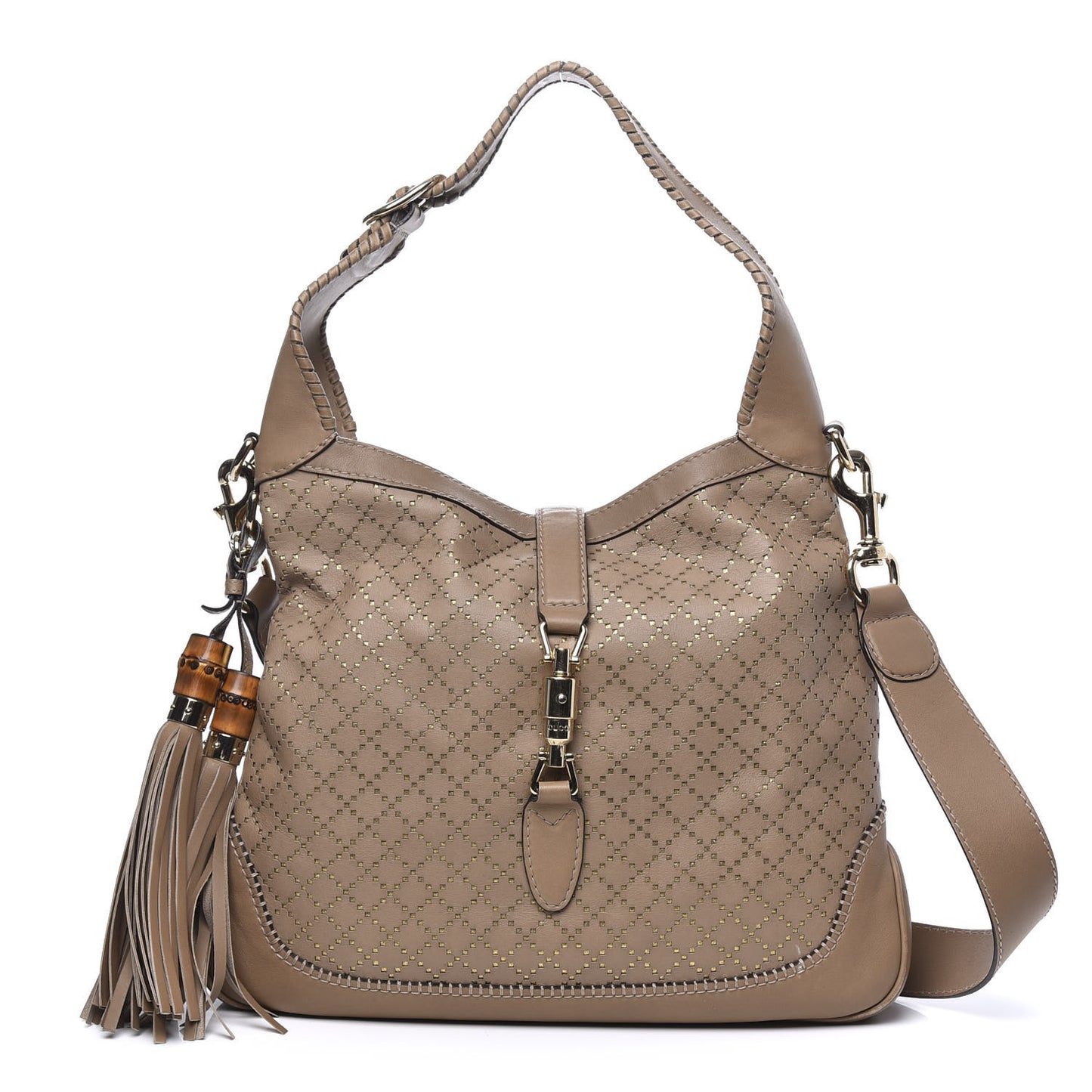 Calfskin Laser Cut Medium New Jackie Shoulder Bag Porridge