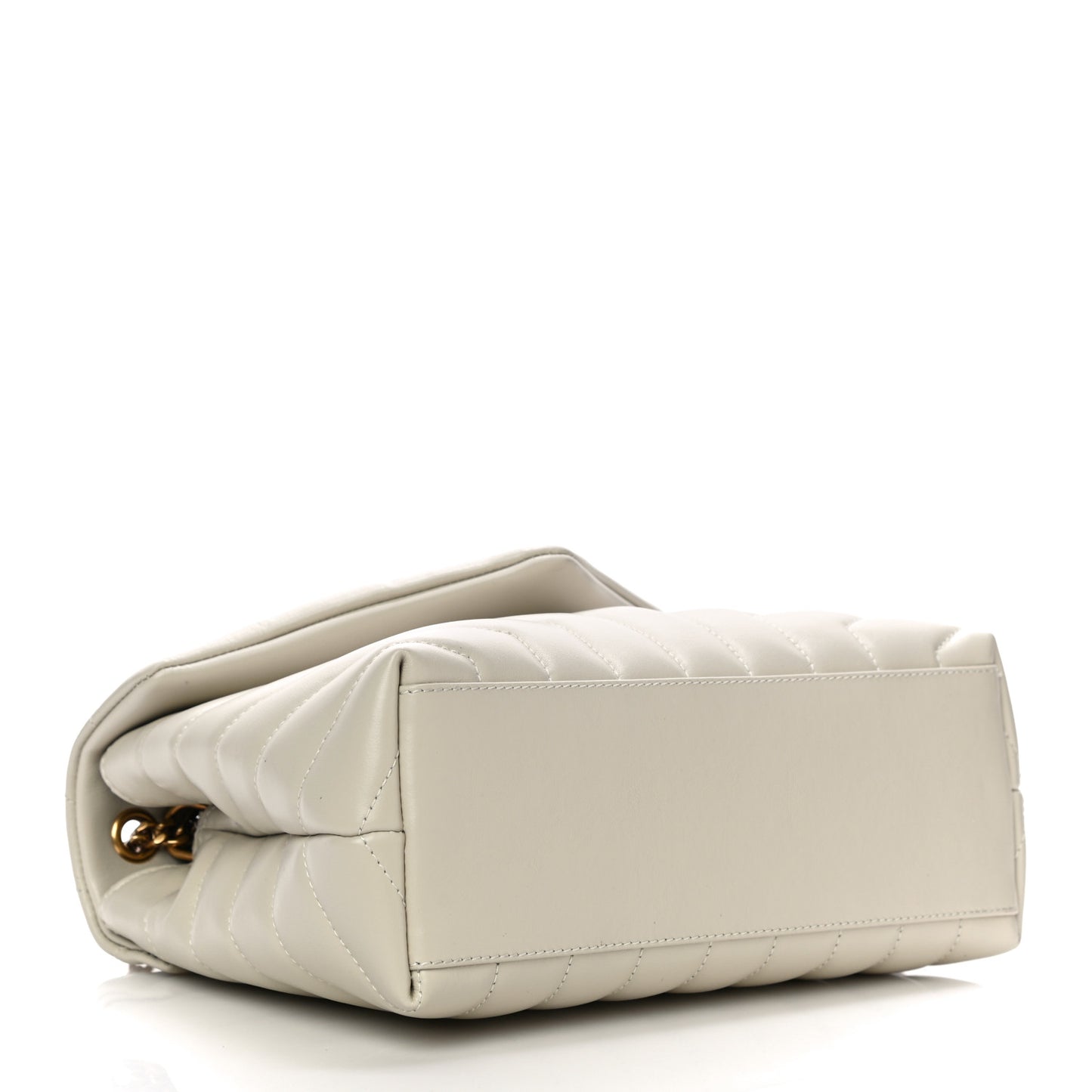 Calfskin Y Quilted Monogram Small Loulou Chain Satchel Ivory