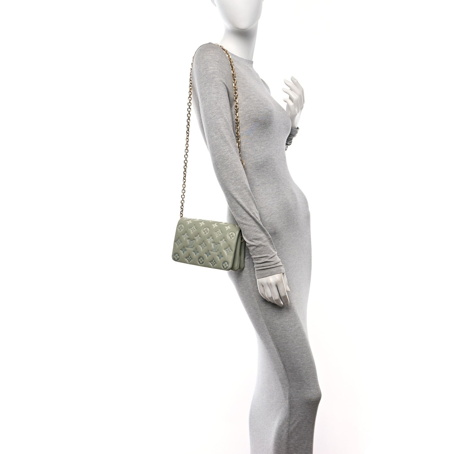 Lambskin Embossed Monogram Pochette Coussin Green