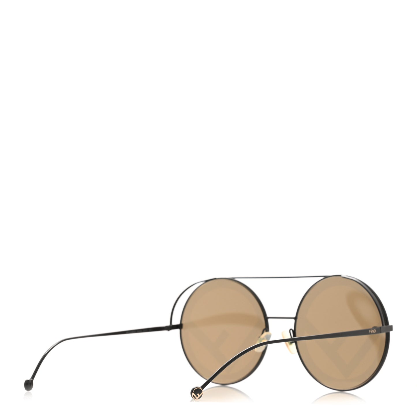Metal F is Fendi Printed Run Away Round Frame Sunglasses FF 0285/S Brown