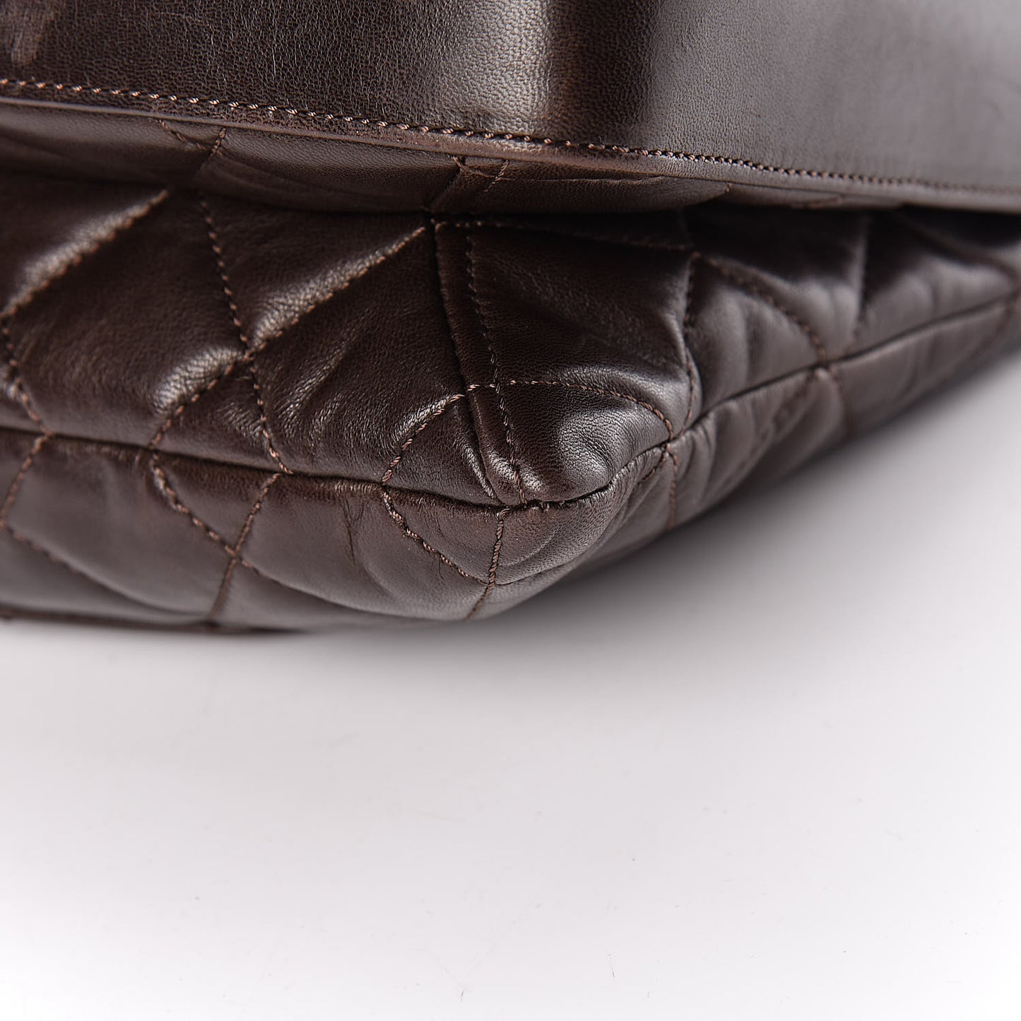 Lambskin Quilted Maxi 3 Flap Dark Brown