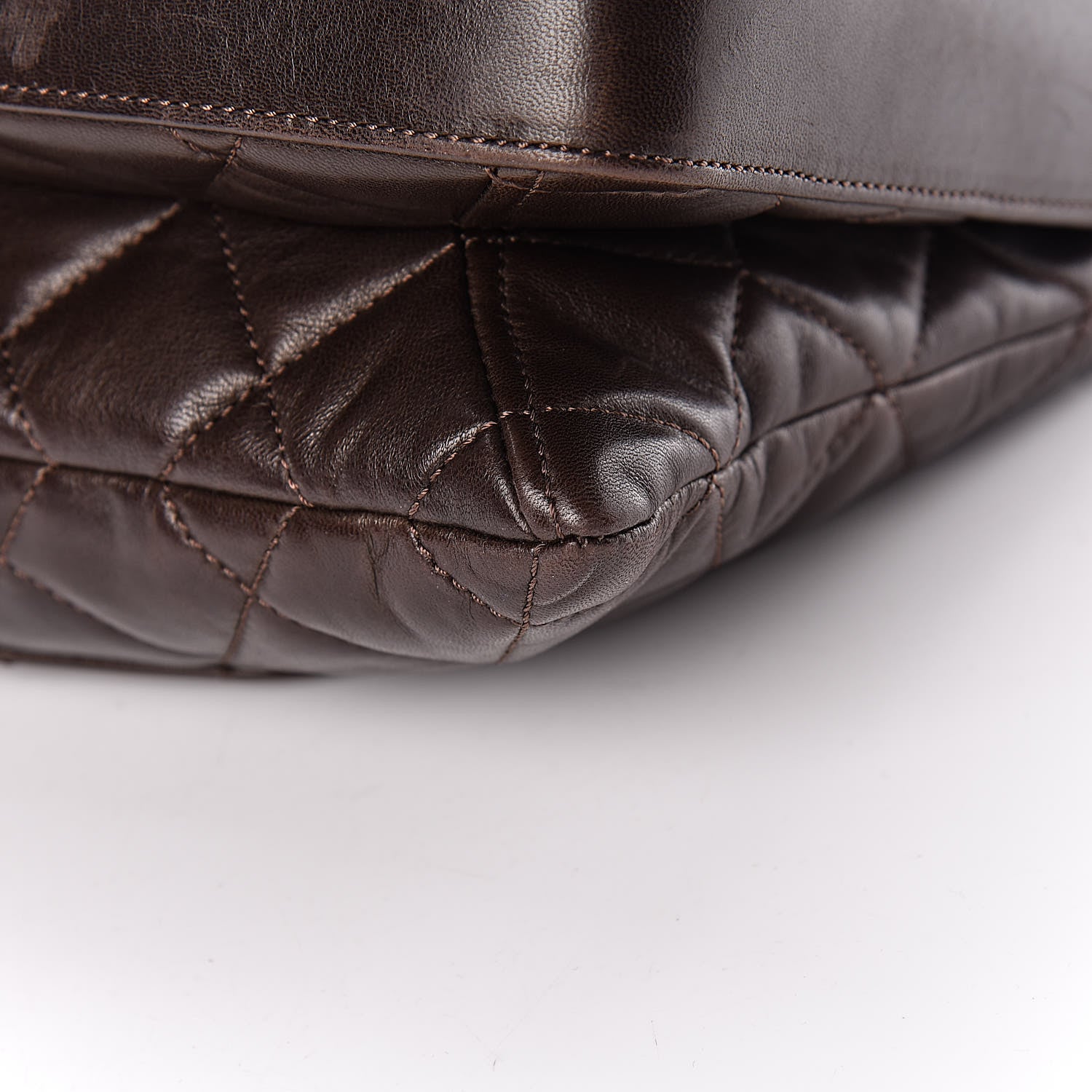 Chanel Lambskin Quilted Maxi 3 Flap Dark Brown 11 of 14