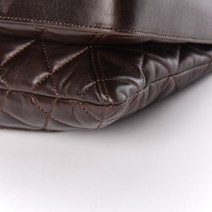 Chanel Lambskin Quilted Maxi 3 Flap Dark Brown 11 of 14