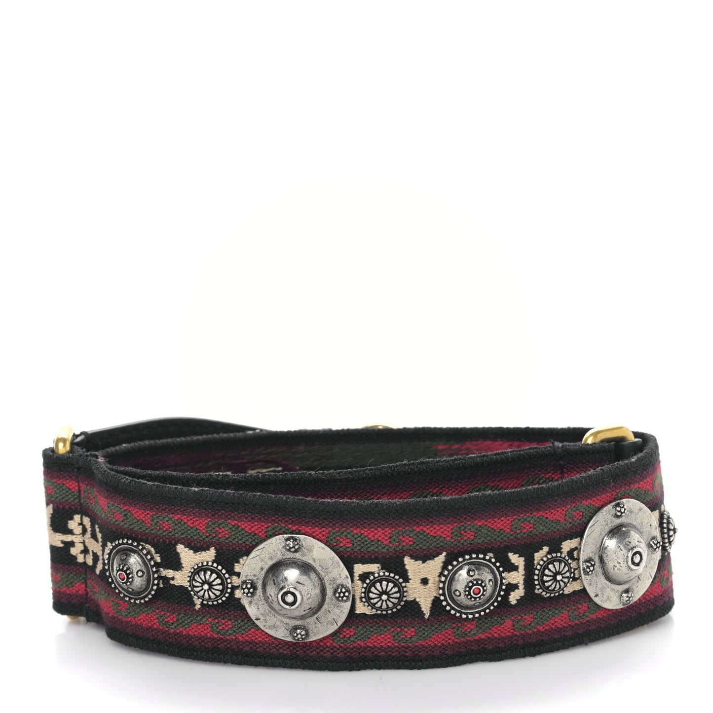 Canvas Embroidered Studded Bohemian Shoulder Strap Red