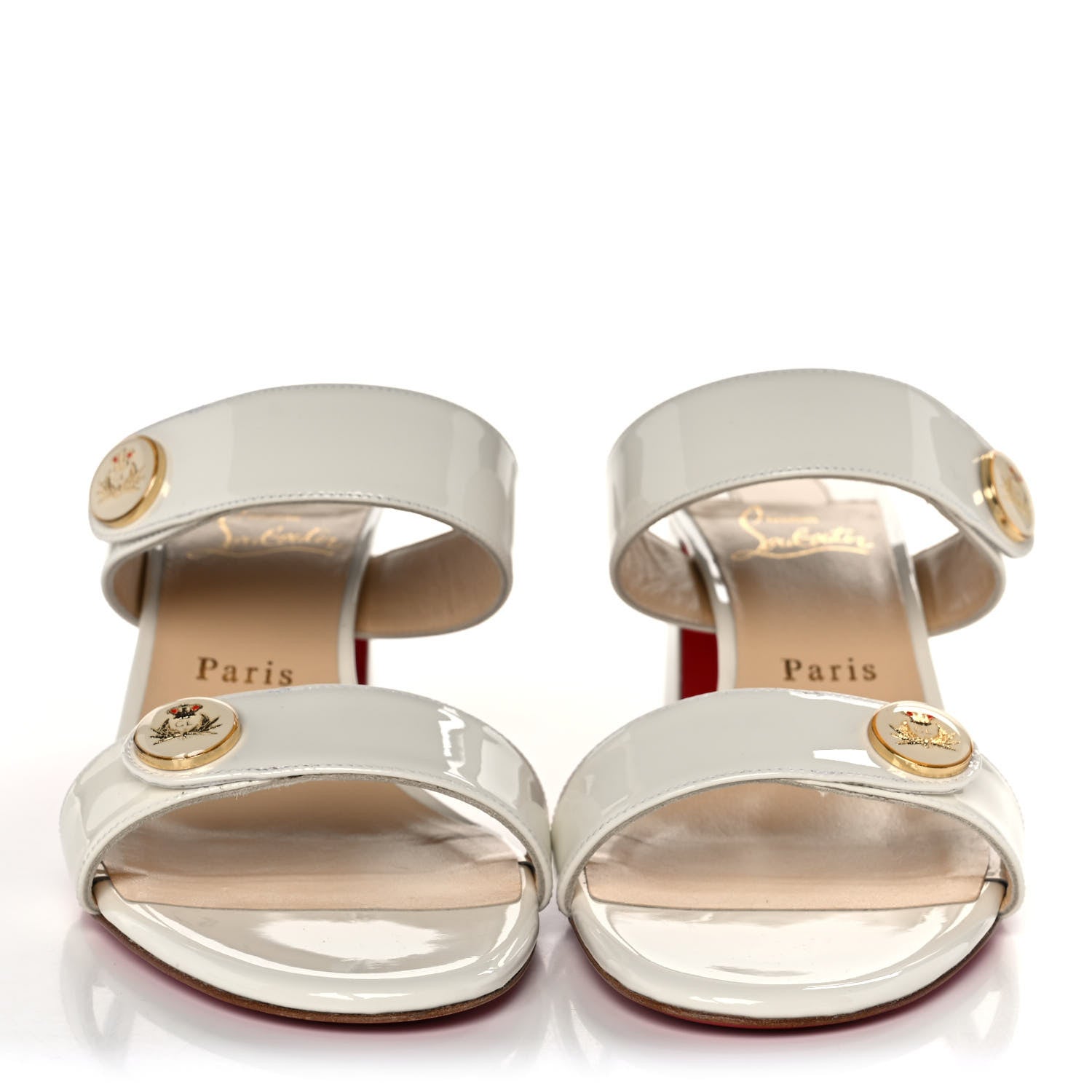 Christian Louboutin Patent Calfskin La Saviata 55 Sandals 39.5 Snow 2 of 9