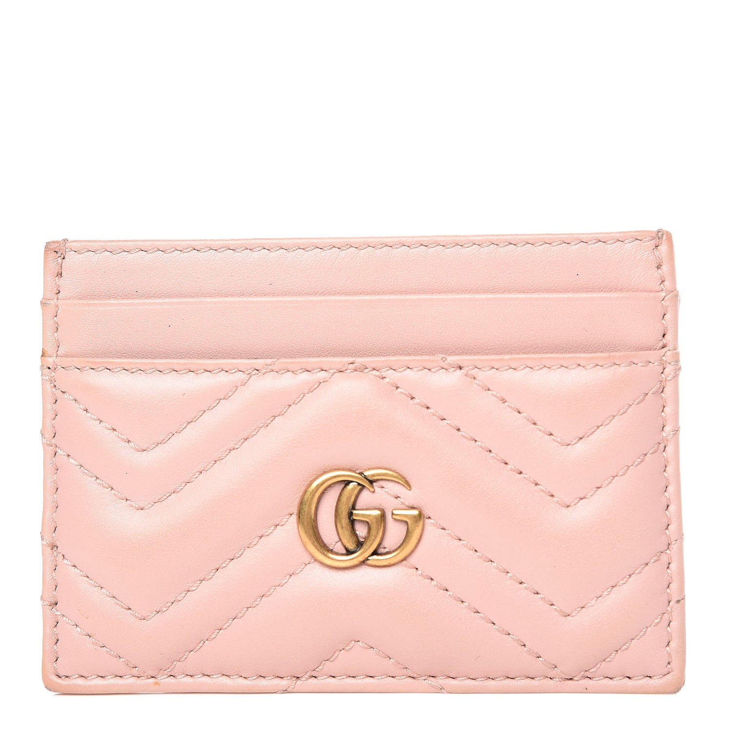 Gucci Calfskin Matelasse GG Marmont Card Holder Perfect Pink 1 of 11