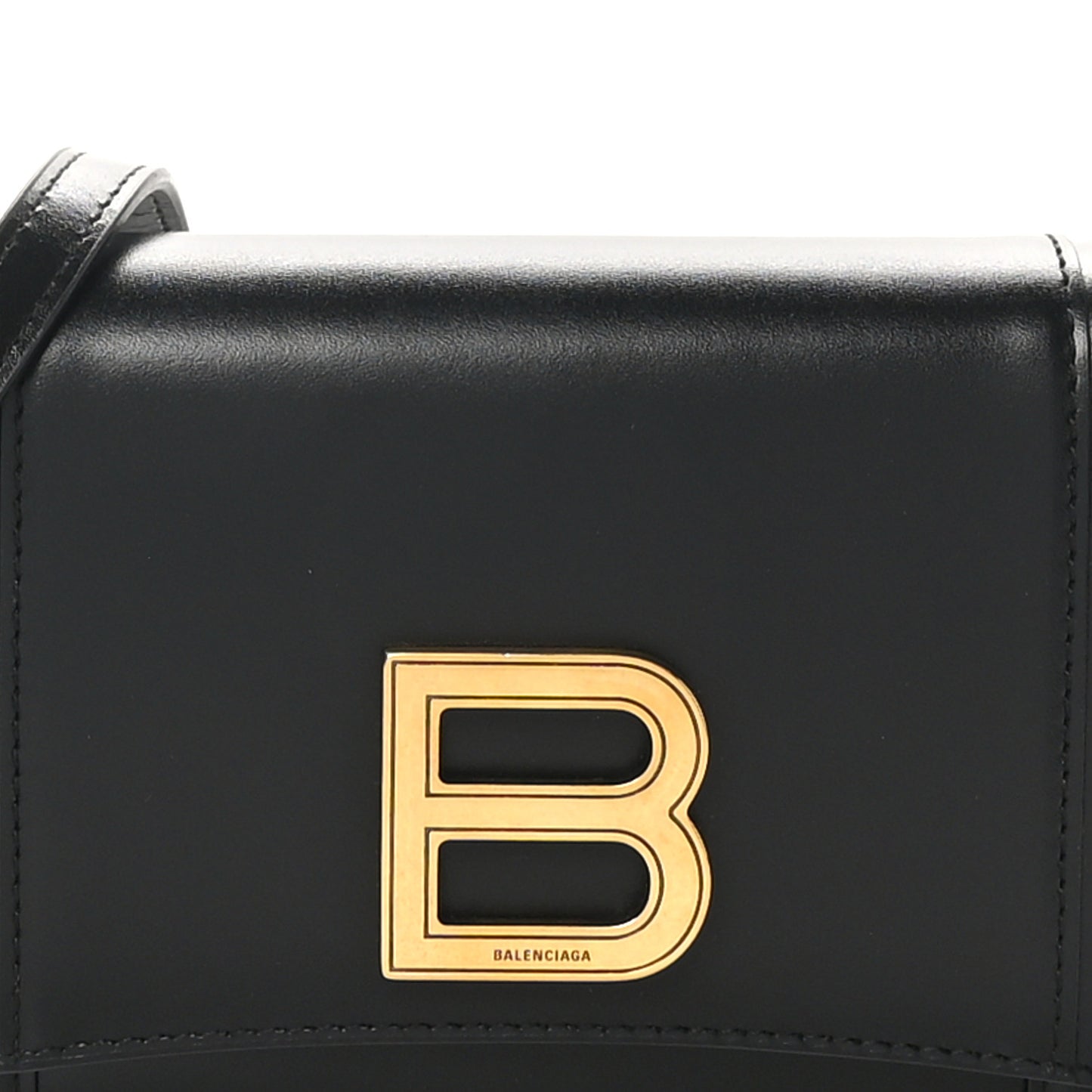 Smooth Calfskin Hourglass Continental Wallet On Strap Black