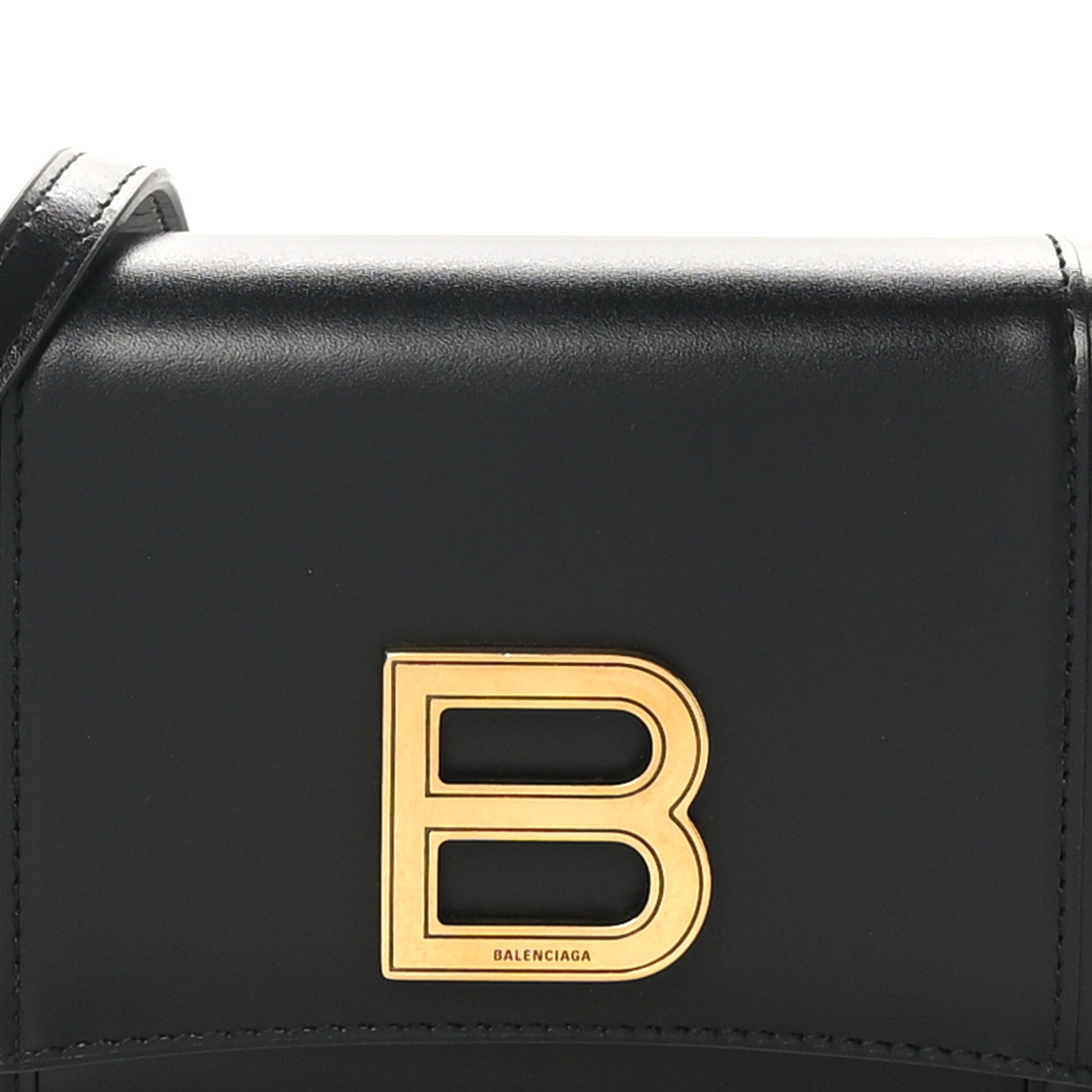 Balenciaga Smooth Calfskin Hourglass Continental Wallet On Strap Black 7 of 9