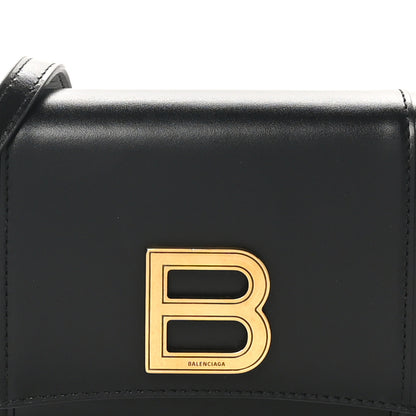 Balenciaga Smooth Calfskin Hourglass Continental Wallet On Strap Black 7 of 9